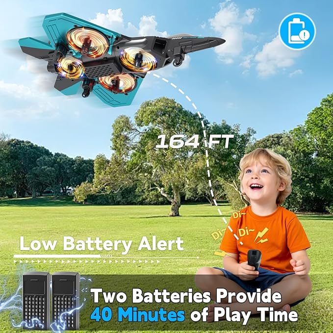 4DRC V17 Foam Remote Control Airplanes RC Planes for Kids Adults 4-7 8-16 RC Airplane Fighter Jet with Light 360° Flip Fighter Jet Toy Gravity Sensing Stunt Roll Airplane Toy Gifts for Kids Boys