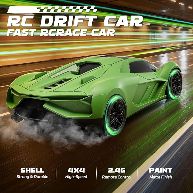 Snugzy RC Drift Car 1:20 Scale RC Cars 2.4GHz Remote Control Car Toy Gifts for Kids (Green)