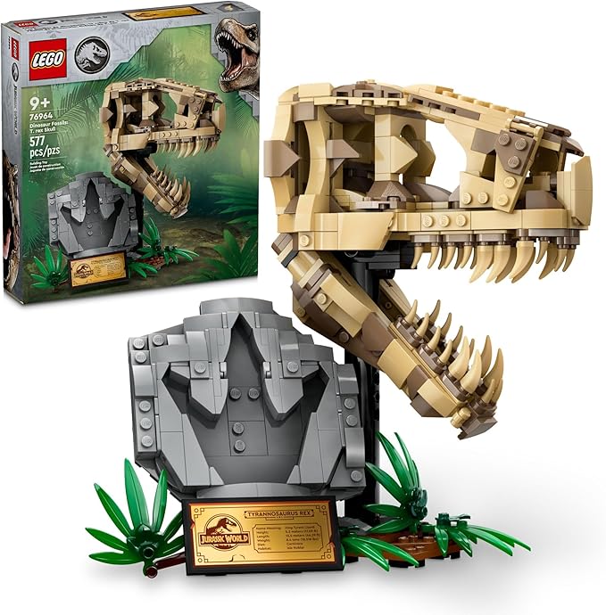 LEGO Jurassic World Dinosaur Fossils: T Rex Skull Building Toy - Dinosaur Toy for Boys &amp Girls Ages 9+ Years - Gift for Christmas - Display for Bedroom - 76964