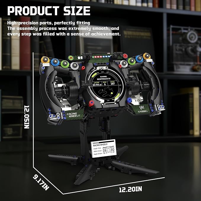 Racing Cars Steering Wheel Building Set Formula Simulator Driving Kit Compatibled with Lego Collection Model with Moving Parts &amp Phone Holder for Adults 14+ - 904PCS