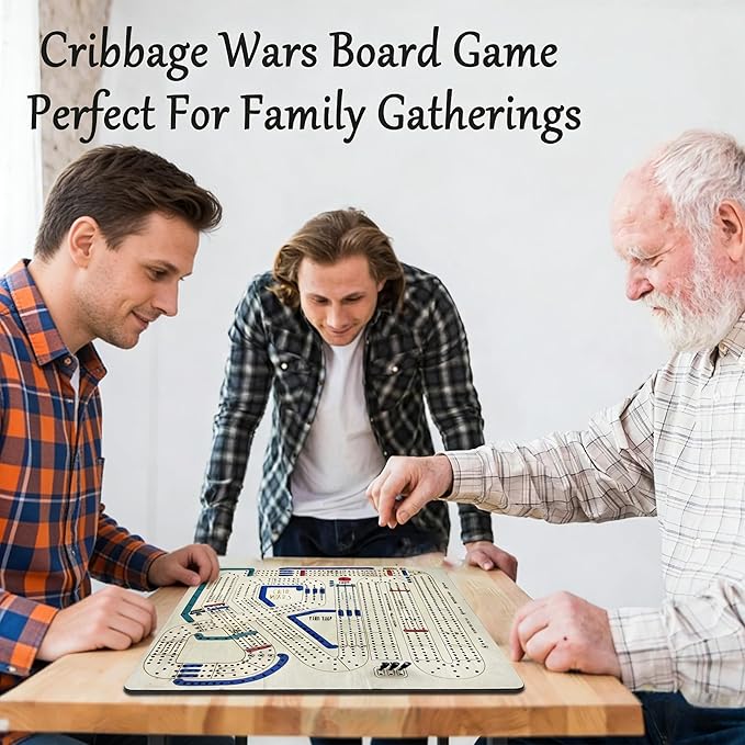 Cribbage Wars Board GameLarge Wooden Chessboard Set Cribbage Games Classic Board Game Bar Games for Families 35 * 35cm