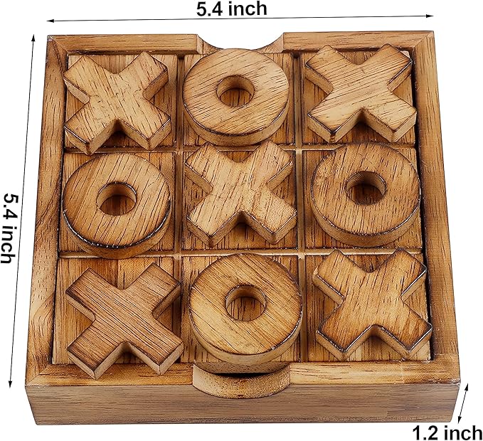 Glintoper Tic Tac Toe &amp 4 in a Row Tables Game Set Classic Board Line Up 4 for Living Room Rustic Table Decor and Use as Game Top Wood Guest Room Decor Strategy Board Games for Families