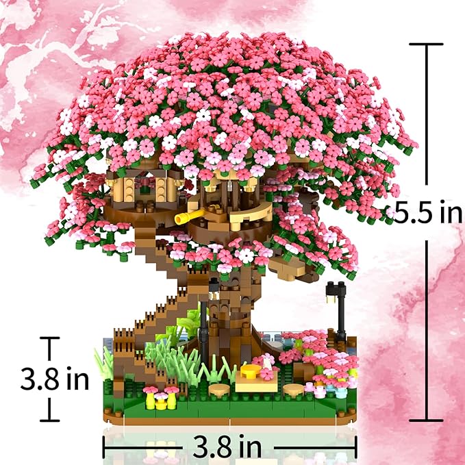 Cherry Bonsai Tree Building Sets for GirlsMicro Mini Building Blocks of Cherry Blossom Bonsai Tree kit2008pcs Mini Bricks Sakura Tree House Good Gift for You