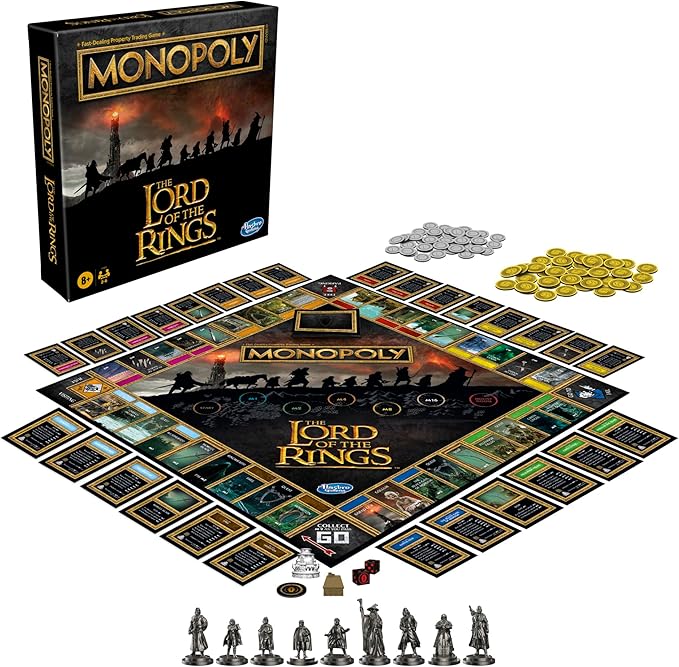 Hasbro Gaming Monopoly: The Lord of The Rings Edition Board Game Inspired by The Movie Trilogy Play as a Member of The Fellowship Ages 8 and Up (Amazon Exclusive)