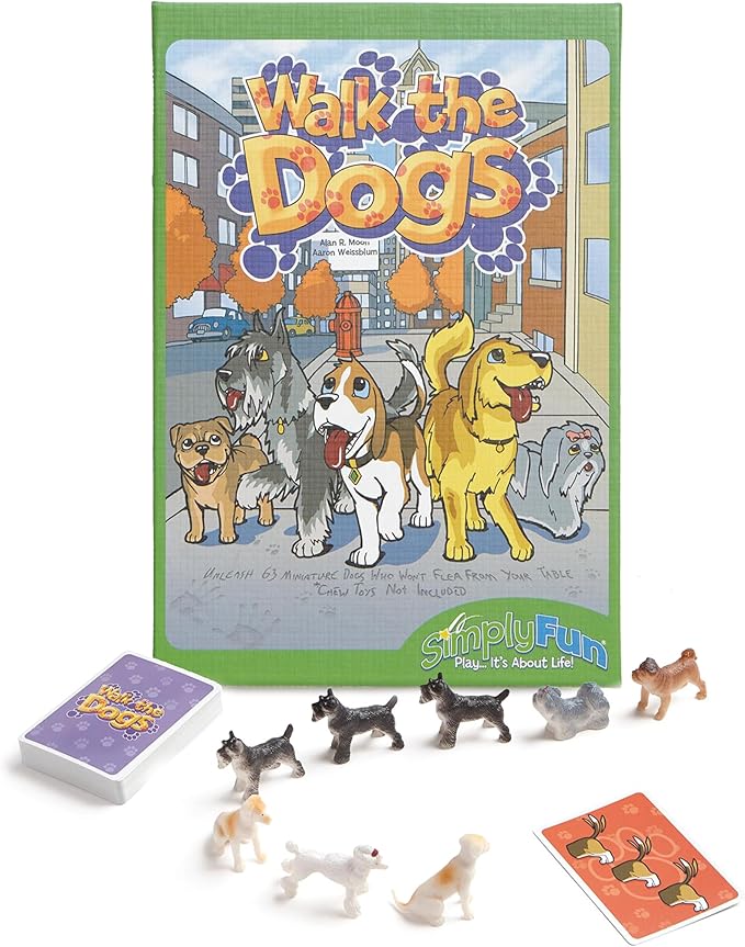 SimplyFun Walk The Dogs Math Game - One of The Most Fun Games for Kids Ages 8 and Up - Play to Practice Counting &amp Sorting- 2 to 5 Players