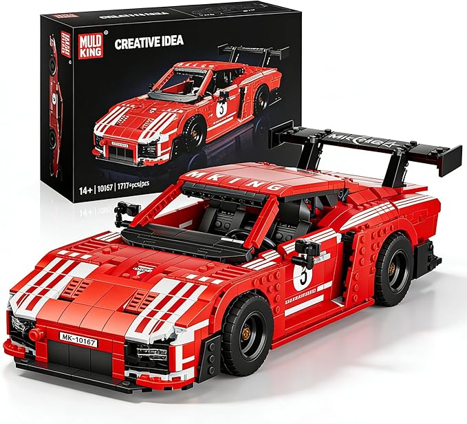 Mould King Car Toy Building Block 10167 Collectible Speed Champion Cars Building Set Sports Vehicle Model Build and Display Car for Adults and Aged 14+ (1717 Pieces)