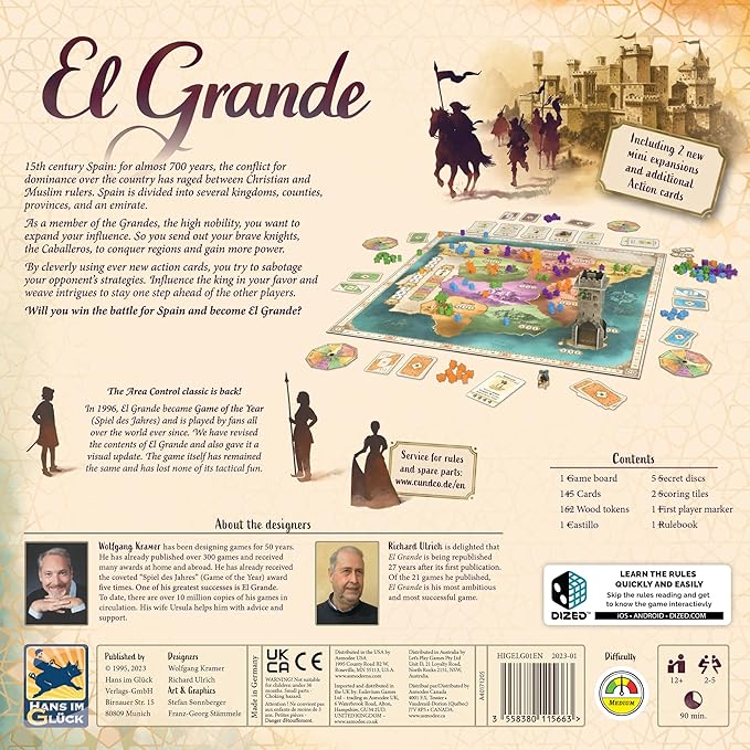 Hans im Glück El Grande Board Game - Engage in Medieval Intrigue in 15th Century Spain! Area Control Strategy Game for Kids &amp Adults Ages 12+ 2-5 Players 90 Min Playtime