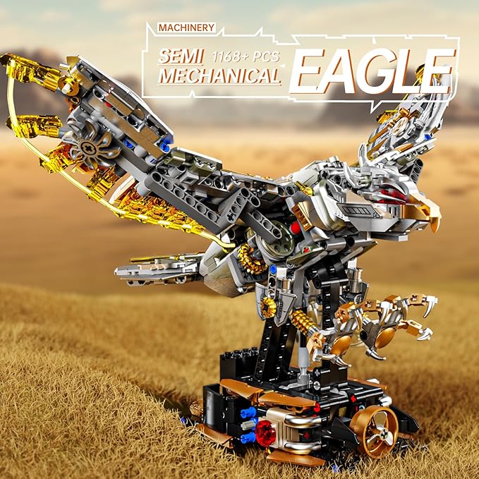 Mechanical Eagle Building Block Set 3D Poseable Model with Articulated Wings &amp Talons STEM Toy for Kids &amp Adults Ideal Gift for Engineering Nature &amp Animal Lovers