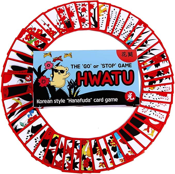 GEEKBEAR Hwatu - Korean Flower Card Game - Hanafuda - Go Stop HWATOO - Godori Game - New Year Board Game - Minari Movie Game