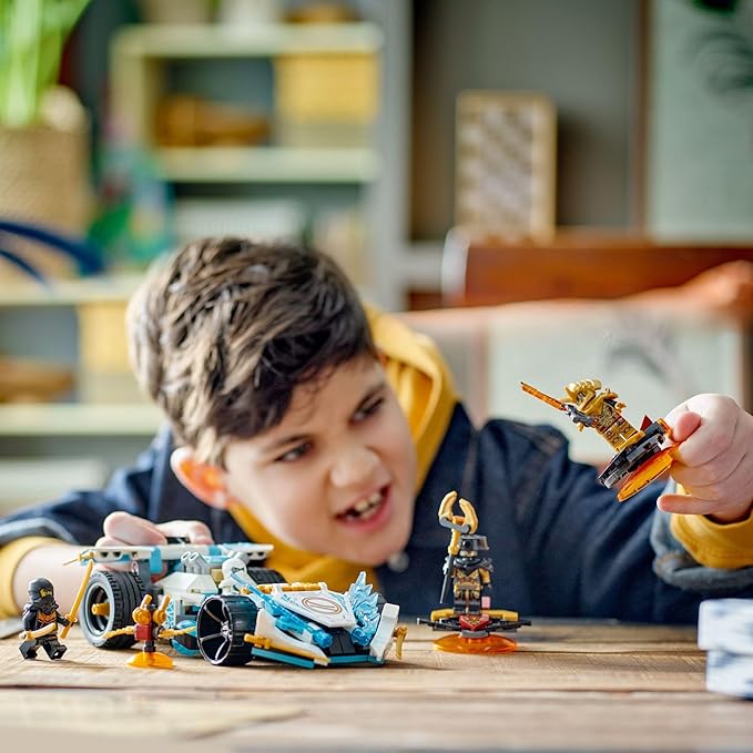 LEGO NINJAGO Zane’s Dragon Power Spinjitzu Race Car 71791 Building Toy Set Features a Ninja Car 2 Hover Flyers Dragon Toy and 4 Minifigures Gift for Kids Aged 7+