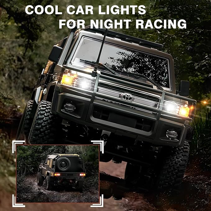 1/12 Scale RC Crawler MN-82S LC79 RTR RC Truck 4x4 Off Road Vehicles 2.4GHz RC Rock Crawler Car with LED Lights 7.4V 1200mAh Battery for Adults Hobby Toys (Silver)