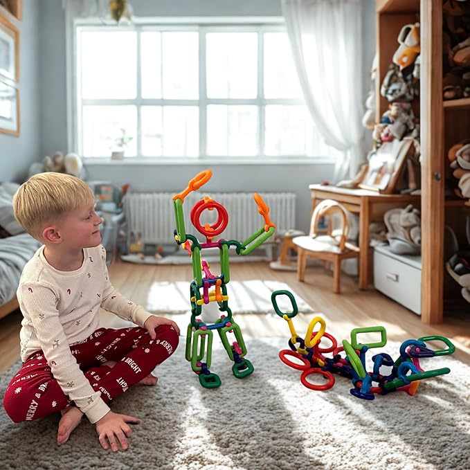 Click &amp Create Builder Set (80 pcs) - STEM Educational Interlocking Building Blocks for Kids Ages 2-7 Creative Construction Toy for Boys &amp Girls Colorful Fine Motor Skills Toy
