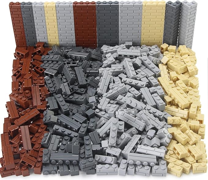 Feleph Masonry Bricks Set 450 Pcs Wall Building Blocks Bulk MOC Accessories Parts and Pieces Diverse Creative Construction Toys Compatible with Classic Major Brands (Multicolored)