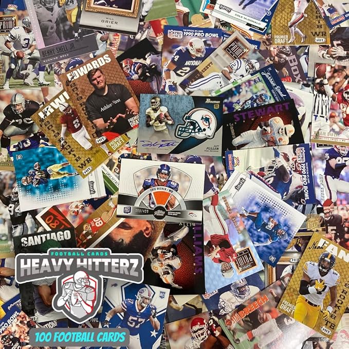 NFL Football Trading Cards Box – 100 Football Cards. Includes 2 Official NFL Autographed Jersey or Relic Cards in Every Box! Perfect Starter Set!