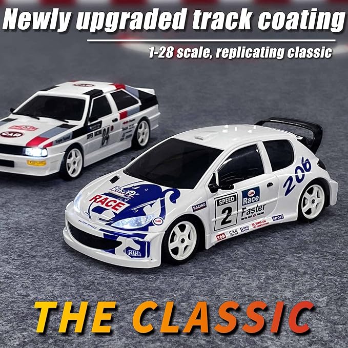LDRC 2802PRO 1/28 Mini RC Drift Car GTR 2.4GHz 4WD RTR with Gyro and 4PCS Drift Tires Racing Radio Control Cars (White)