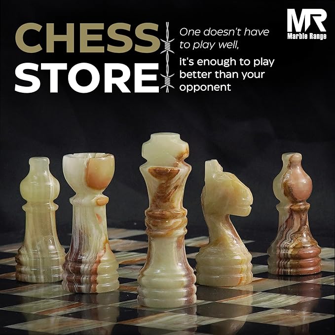 Marble Chess Set for Adults 10 Handmade Black &amp Green Onyx Board Game with 32 Chess Pieces 2 Extra Queens &amp Storage Box Luxury Travel Game Elegant for Home Decor