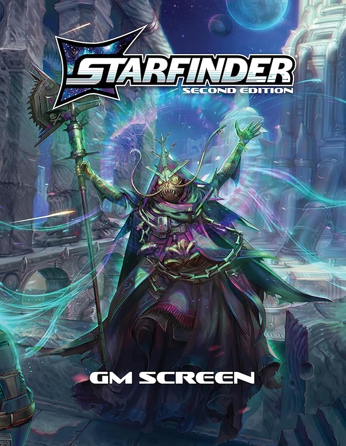 Starfinder GM Screen - 4-Panel Game Master Screen with Reference Charts &amp Ben Wootten Art for Sci-Fi Tabletop RPG