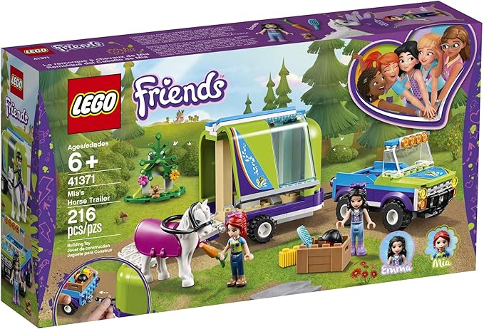 LEGO Friends Mia's Horse Trailer 41371 Building Kit with Mia and Emma Mini Dolls Includes Toy Truck Horse and Rabbit for Creative Play (216 Pieces)