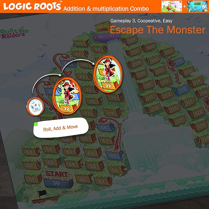 Two Math Games for Kids - Learn Addition Subtraction and Multiplication Table | Educational Games for Kids 5 and up for Kids (Monster Sock Factory + Moutain Raiders)