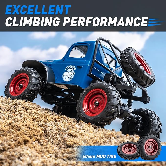 BEEZRC FMS RC Crwaler 1/24 Scale FCX24 Power Wagon RTR 4WD 2.4GHz 3CH Offroad RC Car Model Vehicle Hobby Grade Remote Control Car(Blue)