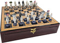 US Military Chess Set Army Navy Air Force or Marines. Choose 2 Branches of Men with 17 inch Walnut Color Storage Board (Navy vs Marines)