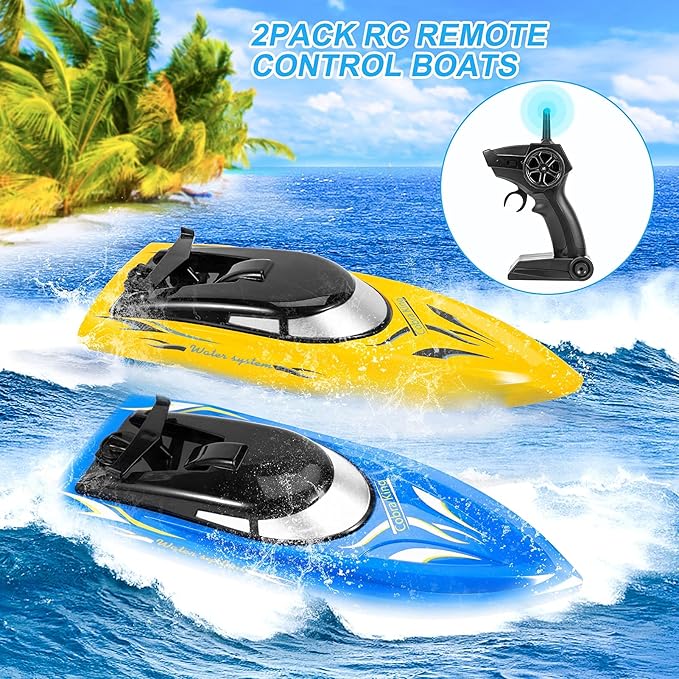 3PACK Remote Control Rc Boat for Kids 2.4Ghz Control Whole Body Waterproof 6 Rechargeable Batteries Summer Water Toys for Pools Lakes River &amp Bathtub.