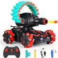 BOKSYUR Rc Car Shoot SoftBulletFits for NerfRc Tank That ShootsBattle ANK with Remote Control Tank That Shoots Foam Darts-Stunts16Foam Darts- Birthday Presents ForKids 7 8 9 10 11 Year Old（red2.0