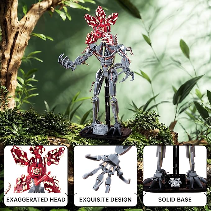 2 in 1 Strange Cannibal Flower Building Blocks Sets Piranha Flower Model Kits Horror Halloween Toys Gift for Adults Kids Teens 858 PCS