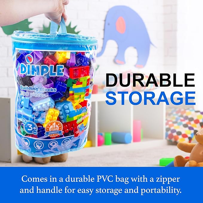 Dimple Building Blocks for Toddler (300 Pcs) Stacking Toys &amp Puzzle Games for Learning and STEM Fun Montessori Toys Educational Baby Blocks Age 3+ Toddler Boy &amp Girl Birthday for Kids