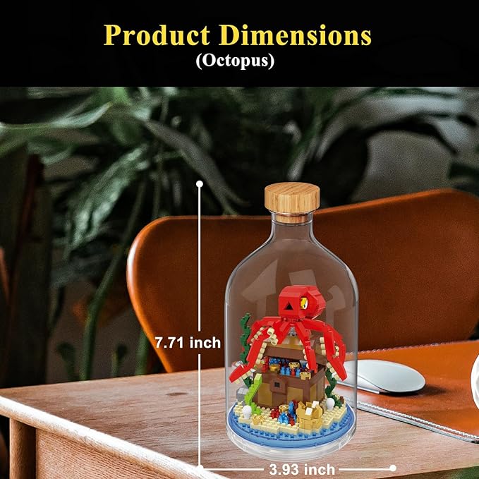 Creative Fish Toy Building SetAdult Mini Animal Friend SetParty Favors Gift for FriendsAnimals Lovers Office Home Decor Building BlockNew Year Easter Birthday Gift for Family(Octopus)