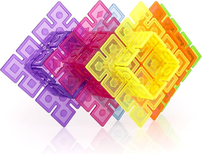 Guidecraft Interlox Squares - 96 Piece Set Interlocking Construction Toy Creative Building - Educational STEM Construction Toy for Kids