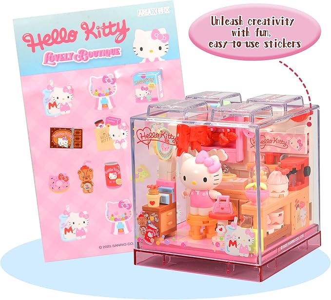 Cute Building Bricks Blocks Toys Miniature Sets with Transparent Display Fun Toy Collectible Gift for Fans Girls Birthday Party Supply Decorations Room Décor Plush Stickers Stuff Age 3 4 5 6