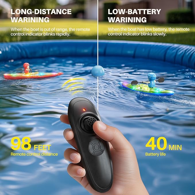 SYMA RC Boats 2 Pack for Kids 6-12 Remote Control Kayaks with Magnetic Dolphin Nose &amp 3 Balls Up to 40 Min Playtime LED Light Up Water Toys for Pool Water Table &amp Bathtub