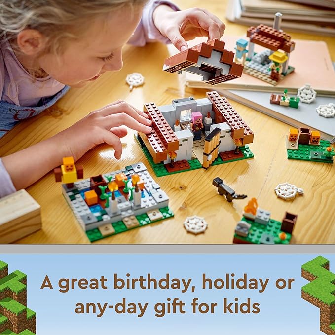 LEGO Minecraft The Abandoned Village Building Kit 21190 Minecraft Zombie Toy Set Gift Idea for Kids Girls Boys Age 8+ Featuring Game Figures Including Zombies and Zombie Hunters with Accessories