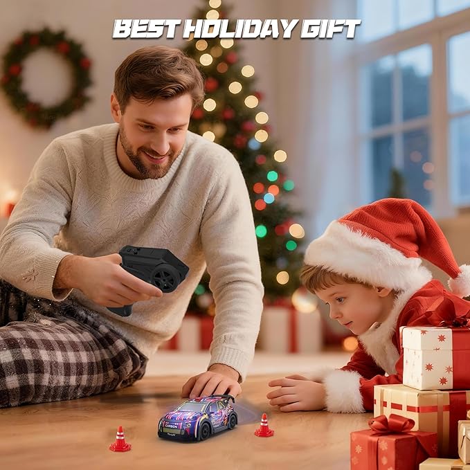 1:32 Scale mini rc Drift car 4WD 25KM/H 2.4GHz Stunt Drifting RC Toys with LED Lights 4 Obstacles Rechargeable Racing Car Suitable as a Gift for Adults and Children
