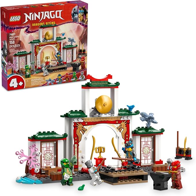 LEGO NINJAGO Ninja Spinjitzu Temple Building Toy Playset - Pretend Play Preschool Ninja Toy for Kids Boys and Girls Ages 4+ - with 4 Minifigures - Gift Idea for Birthdays - 71831