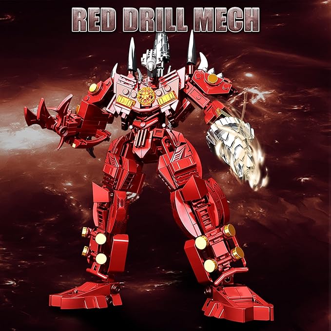 HIGH GODO Red Drill Mech Robot Building Blocks Set Toilet Upgraded TV Figure Mech Model Building Kit Cool Creative Robots Toys Gift for Teens Adults 437 Pieces