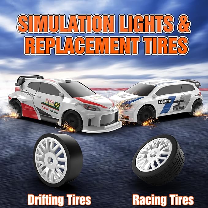 RC Drift car 1/43 Mini Rc Drift car with Gyroscope 2.4GHz Full Proportional Remote control Cars 4WD High Speed Racing with Lights Racing Tires Model Cars Gift for Adults Kids Boys Girls