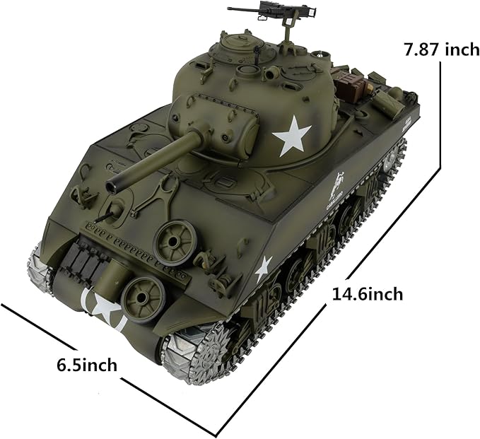 Modified TK7.0 Edition 1/16 2.4ghz Remote Control US M4A3 Sherman Tank Model(360-Degree Rotating Turret)(Steel Gear Gearbox)(3800mah Battery)(Metal Tracks &ampSprocket Wheel &amp Idle Wheel)