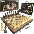 18.5 Wooden Chess Set with HandleChess Sets for Adults Kids Portable Folding Board Games with 4.5 King 2 Extra QueensHandmade Weighted Large Pieces with Storage Slots