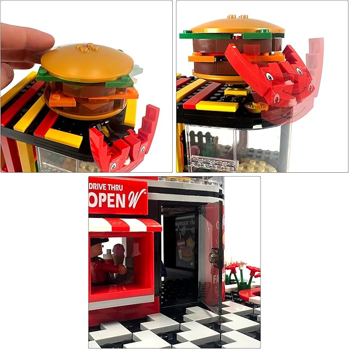 General Jim's Wacky Burger Modular Fast Food Burger Joint Restaurant Building Blocks Bricks Set