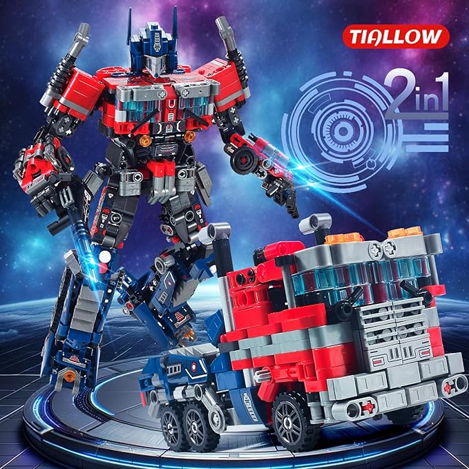Transform Sets Robot Building Block Toys2 in 1 STEM Robotics Transforming Truck Mech Building kitCompatible with LegoChristmas Birthday Gift for Adults Boys Age 8-12 (Blue)