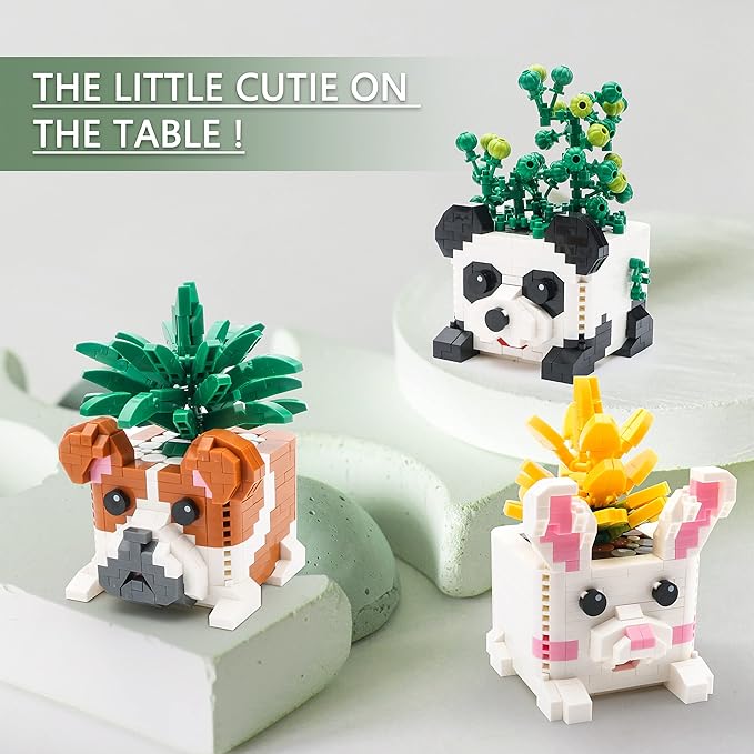 Flowers Building Blocks Sets Botanicals Adults Small Flower Plants Block Succulent for Teen 14+ Micro Cute Bonsai Animals Cactus Vase Office Creator 6 in 1 (2765PCS)