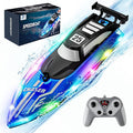 RC Boat for Kids with LED Lights 2.4Ghz Remote Control Racing Boats for Ages 8-12Toy Water Boat for Pools &amp Lakes with WaterproofRechargeable Battery for Boys Girls Blue