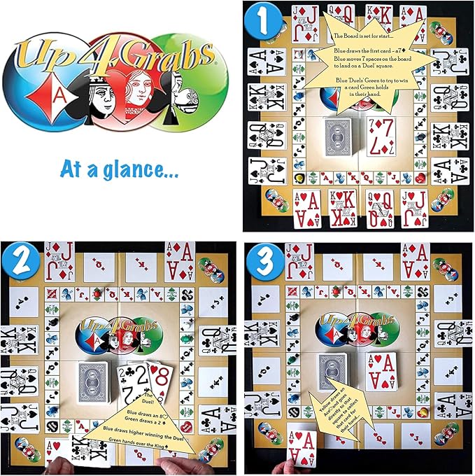 Up 4 Grabs – The Wild Card-Playing Board Game Packed with Twists and Turns – Classic Family &amp Adult Game Night Fun