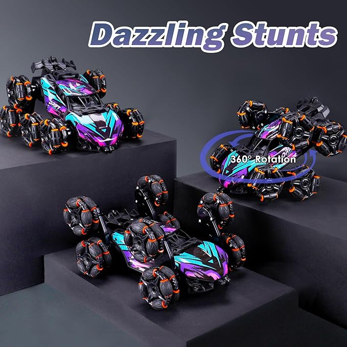 Cool 8 Wheels Hand Controlled RC Stunt Car Toys Xmas Gifts and Birthday Presents for Kids Gesture Sensing Remote Control Cars for Boys Age 6 7 8-10 11 12 Year Old