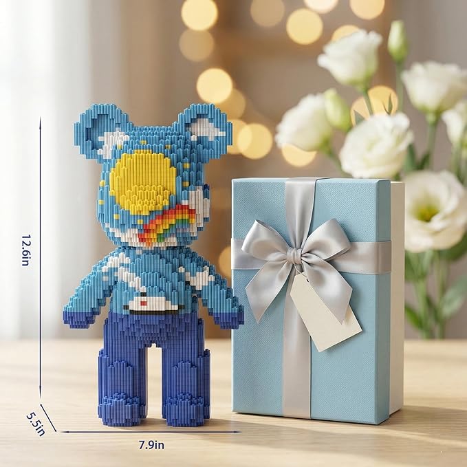 12.6 Starry Sky Teddy Blocks Bear Building Bricks Set - Micro DIY Craft Kit for Adults - Collectible Decor for Office livingroom Book Shelf - Screen-Free Stress Relief Gift Idea