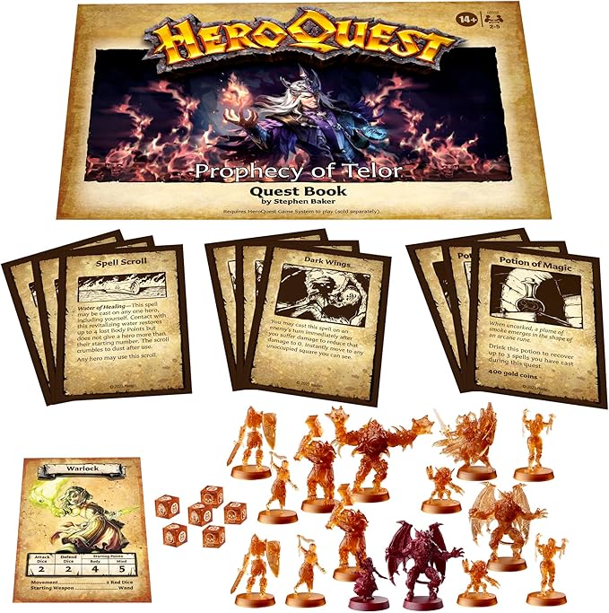 Avalon Hill HeroQuest Prophecy of Telor Quest Pack Requires HeroQuest Game System to Play Dungeon Crawler Games Ages 14+ 2-5 Players Strategy Games