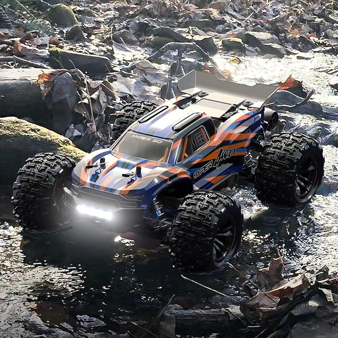 HYPER GO H16DR 1:16 Scale Ready to Run Fast Remote Control Car High Speed Jump RC Monster Truck Off Road RC Cars 4WD All Terrain RTR RC Truck with 2 LiPo Batteries for Boys and Adults
