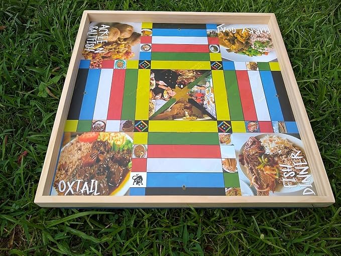 Jamaican Ludo Food Edition (Ludi/Ludy/Loodi) | 24in x 24in Board Game | Family Game Night Activity | Fun Easy Multi-Player Entertainment